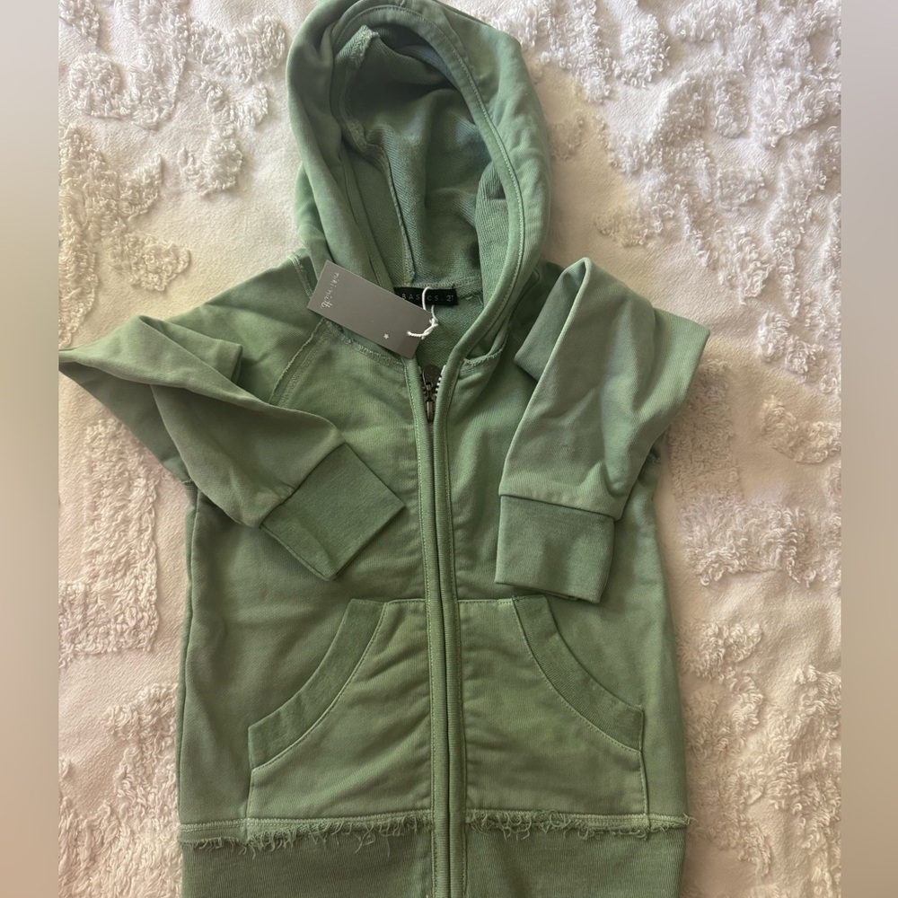 Miki Miette Kids Hoodie Hooded Sweatshirt Toddler 2T Green Zipper Front Pockets